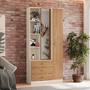 Roupeiro Multiuso Doha - D332-129 - Off White/Nature - Moveis Henn