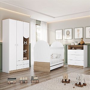 Conjunto Infantil Magia - Branco/Jequitibá - Móveis Henn