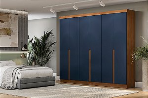 Roupeiro 06 Portas 04 Gavetas 100% MDF - Ref. R582 - Canela/Azul - Kappesberg