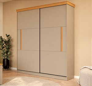 Roupeiro 02 Portas 02 Gavetas Bristol 100% MDF - Corda/Freijo - Móveis Primavera