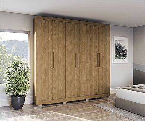 Roupeiro 06 Portas 02 Gavetas com Pé - Ref. CB02M569 - Canela - Kappesberg