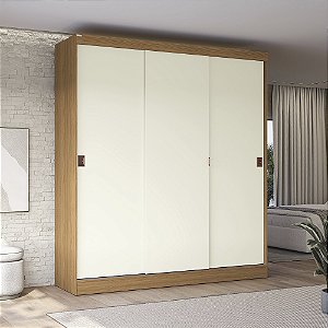 Roupeiro 03 Portas 02 Gavetas - Ref. R589 - Canela/Off White - Móveis Kappesberg