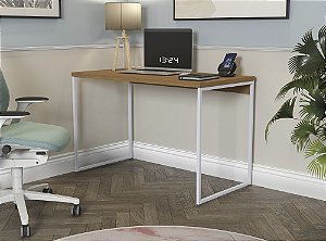 Mesa Secretária LI002 - Canela/Branco - Linha Industrial - Kappesberg