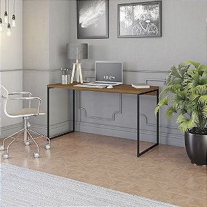 Mesa Secretária 136cm - Ref.LI003 - Canela/Preto - Linha Industrial - Kappesberg
