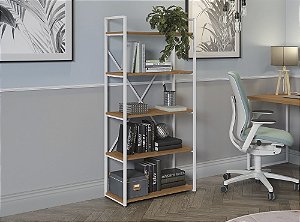 Estante Alta com Prateleiras LI006 - Canela/Branco - Linha Industrial - Kappesberg