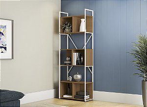 Estante Alta com Nichos LI014 - Canela/Preto - Linha Industrial - Kappesberg