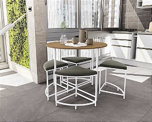 Mesa com 04 Bancos - Ref. LI038 - Canela/Branco - Linha Industrial - Kappesberg