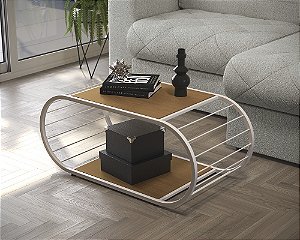 Mesa de Centro LI039 - Canela/Branco - Linha Industrial - Kappesberg