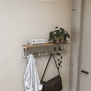Prateleira c/ Cabide - LI042 - Canela/Branco - Linha Industrial - Kappes Crome