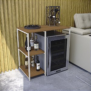 Carrinho Adega Cervejeira - LI044 - Canela/Branco - Linha Industrial - Kappes Crome