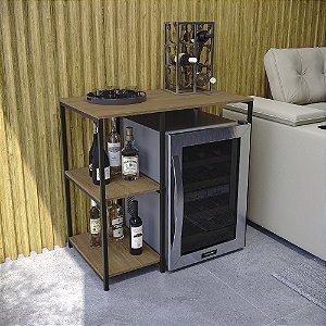 Carrinho Adega Cervejeira - LI044 - Freijo/Preto - Linha Industrial - Kappes Crome