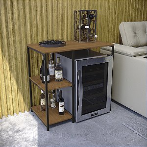 Carrinho Adega Cervejeira - Ref. LI044 - Canela/Preto - Linha Industrial - Kappes Crome