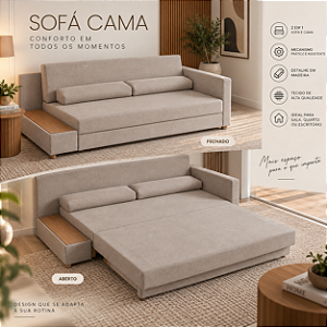 Sofa Cama Courie c/ Aparador - Rincão Estofados