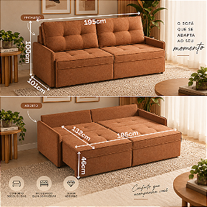 Sofa Cama Spin 195cm - Rincão Estofados