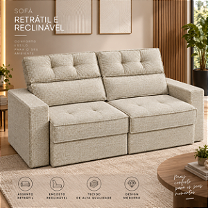 Sofá Retratil e Reclinável Strada 180cm - Estofados Rincão