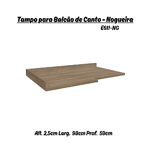 Tampo p/ Balcão Canto Reto - Ref. E611 - Nogueira - Kappesberg
