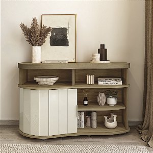 Balcão Buffet Magnum - Carvalho/Menta-Off White - Artely Móveis