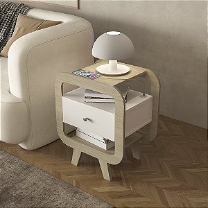Mesa de Apoio Theo - Naturale/Branco - Artely