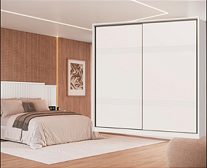 Roupeiro 02 Portas 100% MDF Coliseu - 0922M - Branco - Moveis Castro