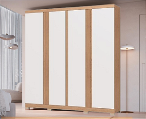 Roupeiro 04 Portas Jasper 100% MDF - 3270M - Angelin/Branco - Moveis Castro