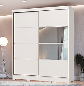 Roupeiro 02 Portas de Correr Pontal 100% MDF c/ Espelho P - 0920M - Branco - Moveis Castro