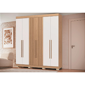 Roupeiro 06 Portas Verona - 3220A - Angelin/Branco - Moveis Castro