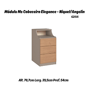 Modulo Mesa de Cabeceira - 4201A - Niquel/Angelin - Linha Elegance - Moveis Castro