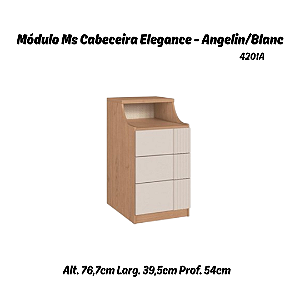 Modulo Mesa de Cabeceira Canelado - 4201A - Angelin/Blanc - Linha Elegance - Moveis Castro