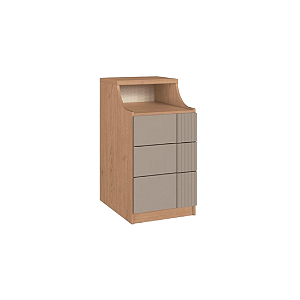 Modulo Mesa de Cabeceira Canelado - 4201A - Angelin/Niquel - Linha Elegance - Moveis Castro