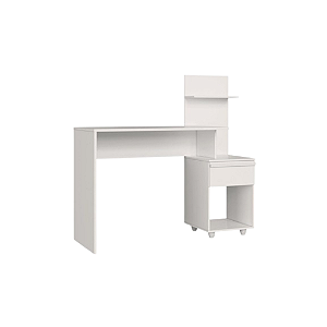 Mesa Escrivaninha Office Lira - 4033A - Branco - Moveis Castro