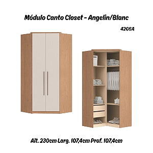 Módulo Canto Closet - Linha Elegance - 4206A - Angelin/Blanc - Móveis Castro