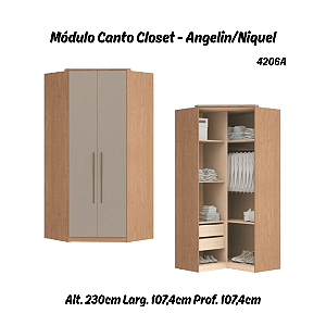 Módulo Canto Closet - Linha Elegance - 4206A - Angelin/Niquel - Móveis Castro