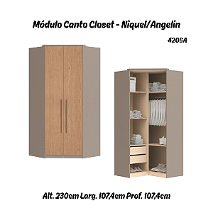 Módulo Canto Closet - Linha Elegance - 4206A - Niquel/Angelin - Móveis Castro