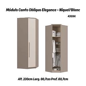 Módulo Canto Obliquo - Linha Elegance - 4209A - Niquel/Blanc - Móveis Castro