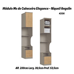 Módulo de Cabeceira Reta Elegance - 4211A - Niquel/Angelin - Móveis Castro