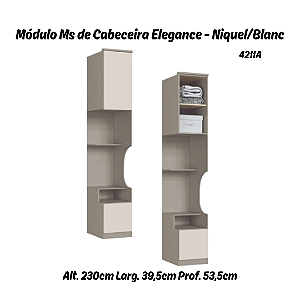 Módulo de Cabeceira Reta Elegance - 4211A - Niquel/Blanc - Móveis Castro