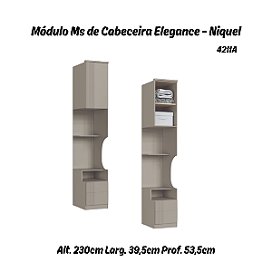 Módulo de Cabeceira Reta Canelado Elegance - 4211A - Niquel - Móveis Castro