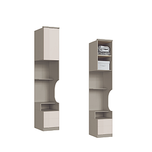 Módulo de Cabeceira Reta Canelado Elegance - 4211A - Niquel/Blanc - Móveis Castro