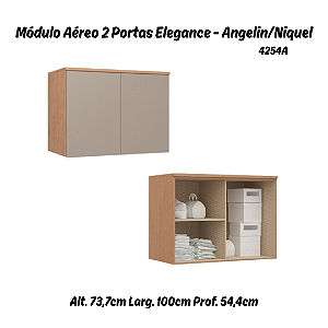 Módulo Aéreo 02 Portas Elegance - 4254A - Angelin/Niquel - Móveis Castro