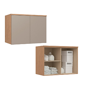 Módulo Aéreo 02 Portas Elegance - 4254A - Angelin/Niquel - Móveis Castro