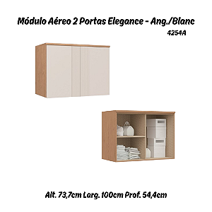 Módulo Aéreo 02 Portas Canelado Elegance - 4254A - Angelin/Blanc - Móveis Castro