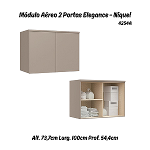 Módulo Aéreo 02 Portas Elegance - 4254A - Niquel - Móveis Castro