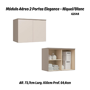 Módulo Aéreo 02 Portas Elegance - 4254A - Niquel/Blanc - Móveis Castro