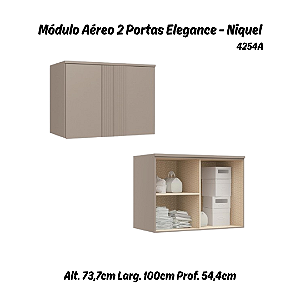 Módulo Aéreo 02 Portas Canelado Elegance - 4254A - Niquel - Móveis Castro