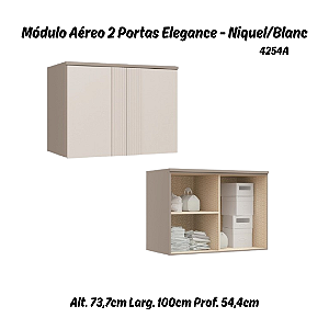 Módulo Aéreo 02 Portas Canelado Elegance - 4254A - Niquel/Blanc - Móveis Castro