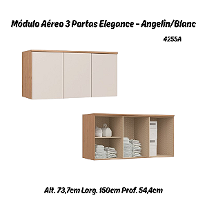 Módulo Aéreo 03 Portas Elegance - 4255A - Angelin/Blanc - Móveis Castro
