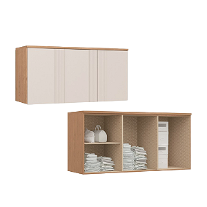 Módulo Aéreo 03 Portas Canelado Elegance - 4255A - Angelin/Blanc - Móveis Castro