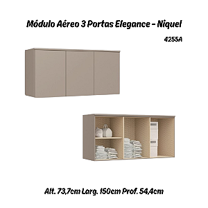 Módulo Aéreo 03 Portas Elegance - 4255A - Niquel - Móveis Castro