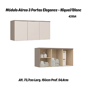 Módulo Aéreo 03 Portas Elegance - 4255A - Niquel/Blanc - Móveis Castro