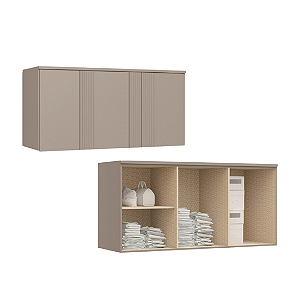 Módulo Aéreo 03 Portas Canelado Elegance - 4255A - Niquel - Móveis Castro